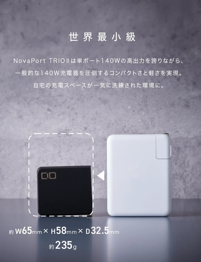 Alt view image 5 of 5 - CIO NovaPort Trio II 140W3C 3-Port USB-C GaN PD 3.1 Charger Block (Black)