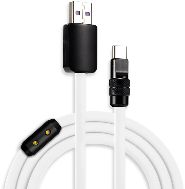 Main image of chubbycable 120W USB-A to C Cable Silicone Charging Cord, White, 6.6FT