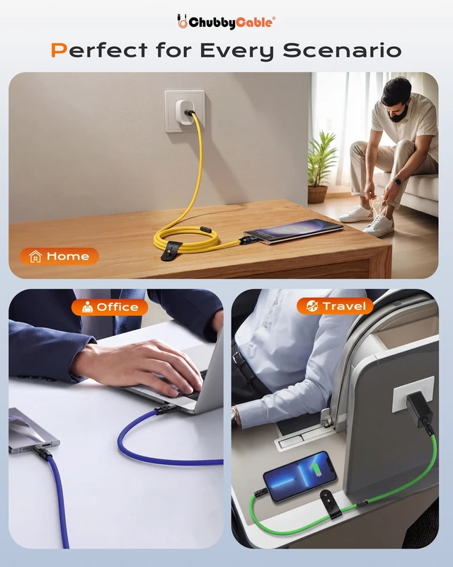 Alt view image 4 of 5 - chubbycable 120W USB-A to C Cable Silicone Charging Cord, White, 6.6FT