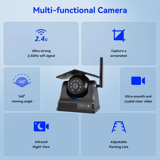 Alt view image 5 of 5 - Rvsisytm Magnetic Solar Wireless Backup Camera, 10000mAh Rechargeable Battery Powered Reversing Camera, 1-Min Easy Installation, App Control, for Trailer, RV, Truck, SUV, Van