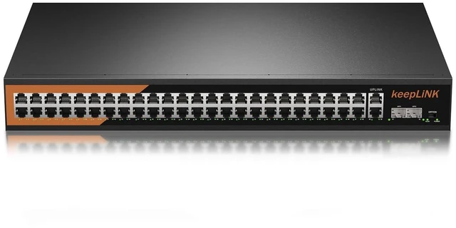 Main image of keepLiNK 48 Port Gigabit PoE Switch, Unmanaged with 48 Port IEEE802.3af/at PoE+@800W, 2 x 1G Uplink Port, 2 x 1G SFP Slot, Metal Rackmount Network Ethernet Switch