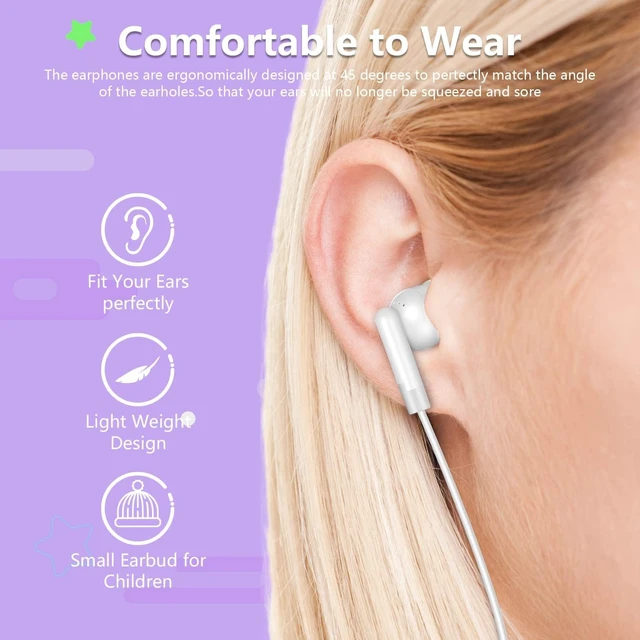 Alt view image 2 of 5 - YFSFQS Bulk Earbuds for Kids Classroom Wired 3.5mm On Ear White 200 Pack