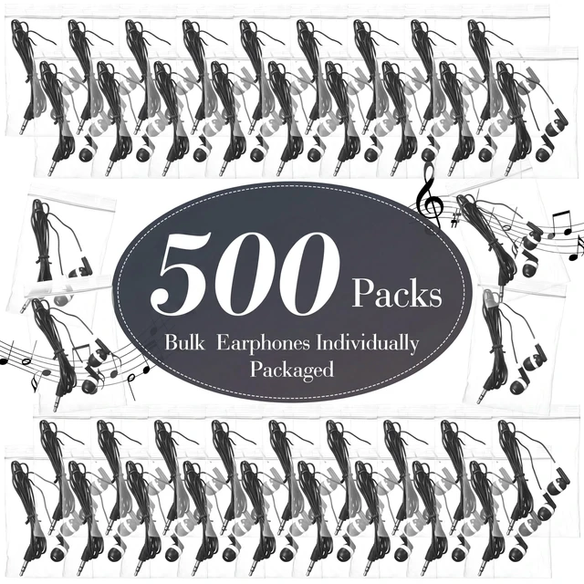 Alt view image 2 of 5 - Konohan 500 Pcs Wired Earbuds Bulk for Classroom 3.5mm Jack,Black