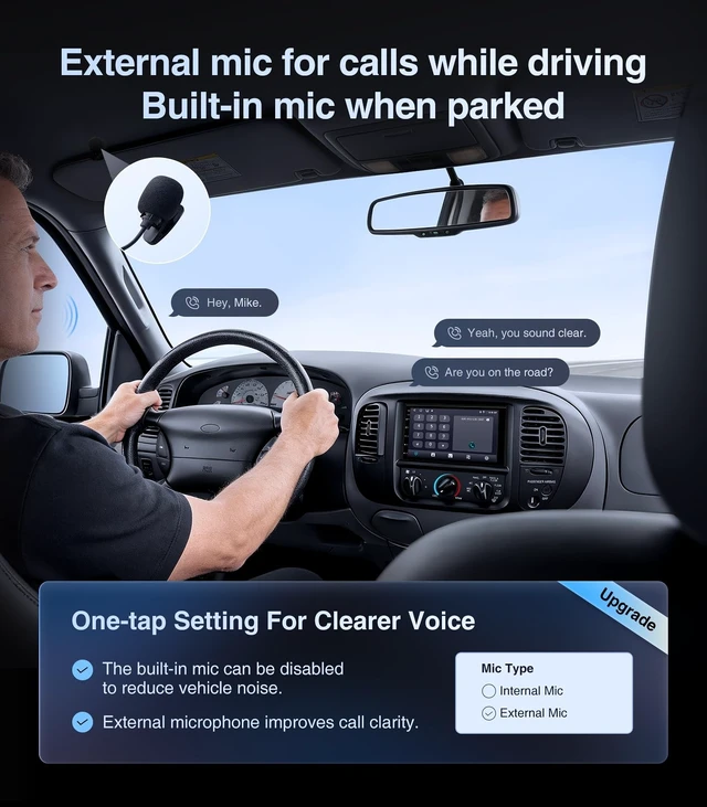 Alt view image 5 of 5 - AINAVI 7" 2+32G Android Double Din Car Radio Stereo Touchscreen CarPlay/Wired Android Auto, 1280 * 720 QLED/SWC/Bluetooth AM/FM (No Backup Camera)