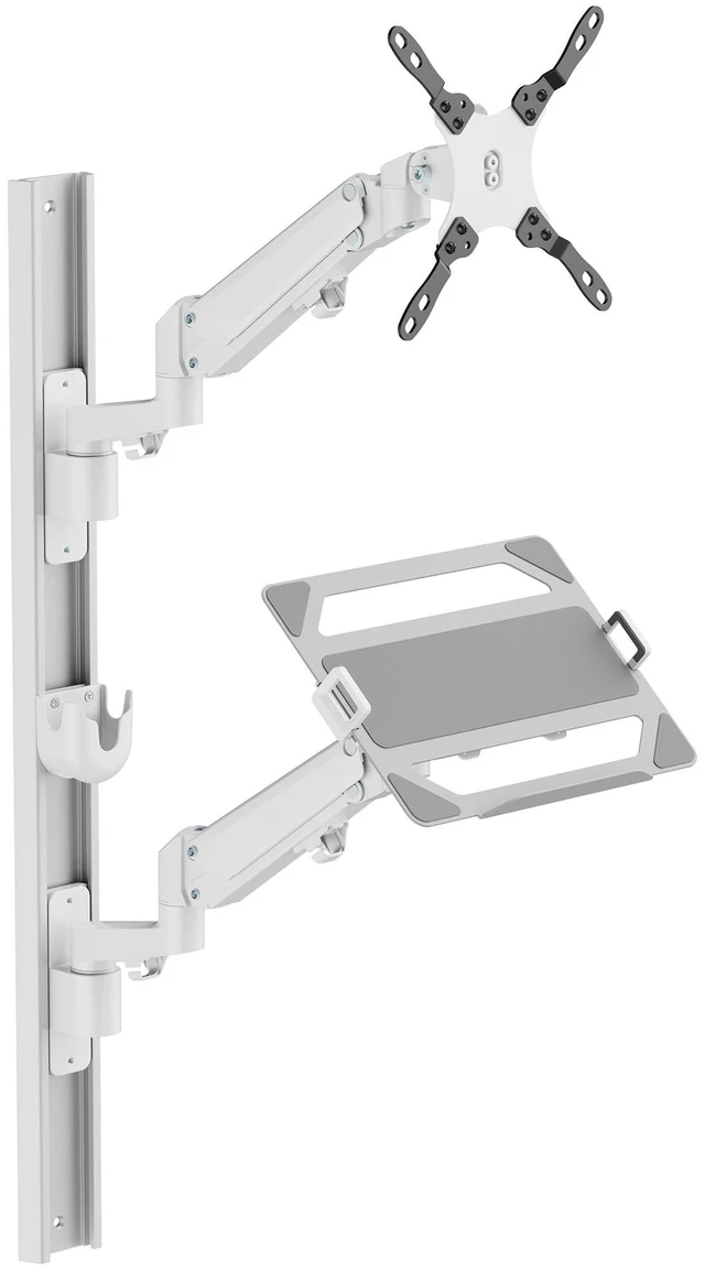 Main image of ZeboZap ZLTV8022 Wall Monitor Mount with Keyboard Tray ^^ Fits 17 to 43 Inch ^^ Single Monitor Wall Mount with Laptop Tray ^^ Home Office, Bedside, Healthcare ^^ White ^^ 26.4 lbs