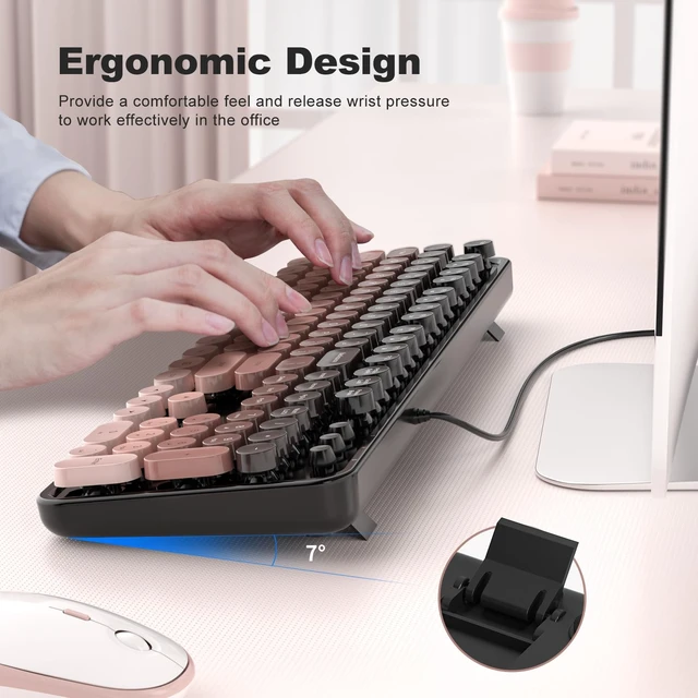 Alt view image 3 of 5 - Atelus Wired USB Computer Keyboard, Full-Size Retro Typewriter Keyboard with Numeric Keypad, Plug & Play for Windows 7/8/10/11 PC Laptop Home Office