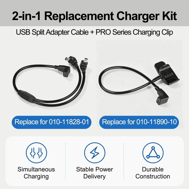 Alt view image 2 of 5 - Replacement for 010-11828-01 USB Split Adapter Cable and 010-11890-10 PRO Series Charging Clip Compatible with Garmin Dog Devices and Dog Tracking Training Systems