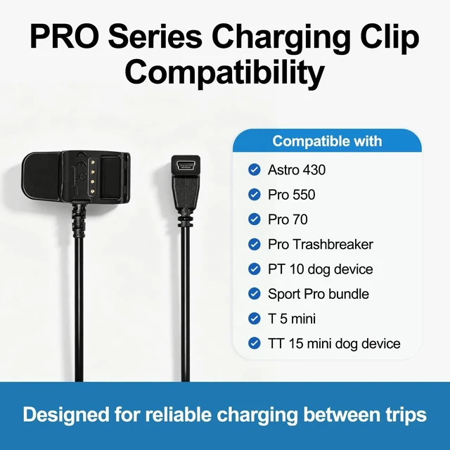 Alt view image 4 of 5 - Replacement for 010-11828-01 USB Split Adapter Cable and 010-11890-10 PRO Series Charging Clip Compatible with Garmin Dog Devices and Dog Tracking Training Systems