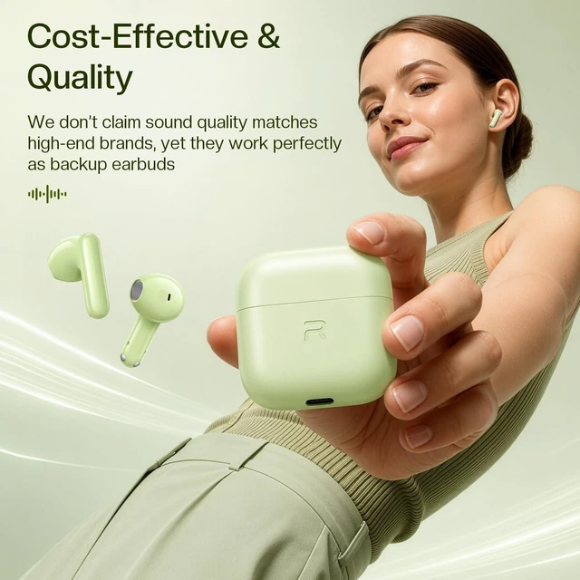 Alt view image 5 of 5 - Skin Tone Long Battery Life Wireless Earbuds Budget for iPhone Android