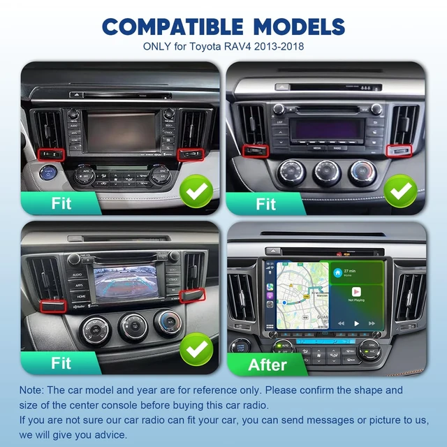 Alt view image 2 of 5 - Upgraded Android 14 8 Core 4+64G Car Radio Stereo for Toyota RAV4 2013-2018