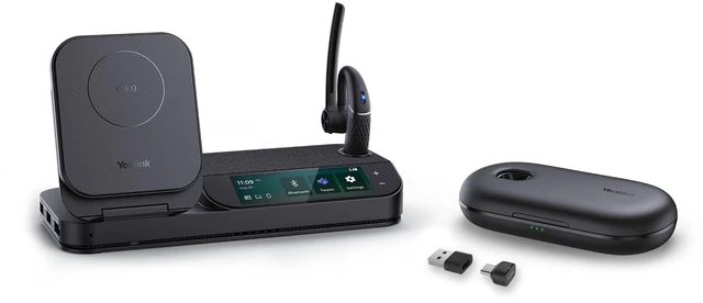 Main image of Yealink Bluetooth Headset Workstation, Office Wireless Headset with Mic, Speakerphone, Wireless Charging Pad, Charging Case, USB-C/A Dongle,Connect to Desk Phone, PC, Work with Teams Zoo