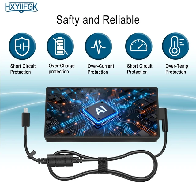 Alt view image 4 of 5 - 200W Replacement Charger for ASUS ROG G14 G16 TUF A14 A16 Gaming Laptops
