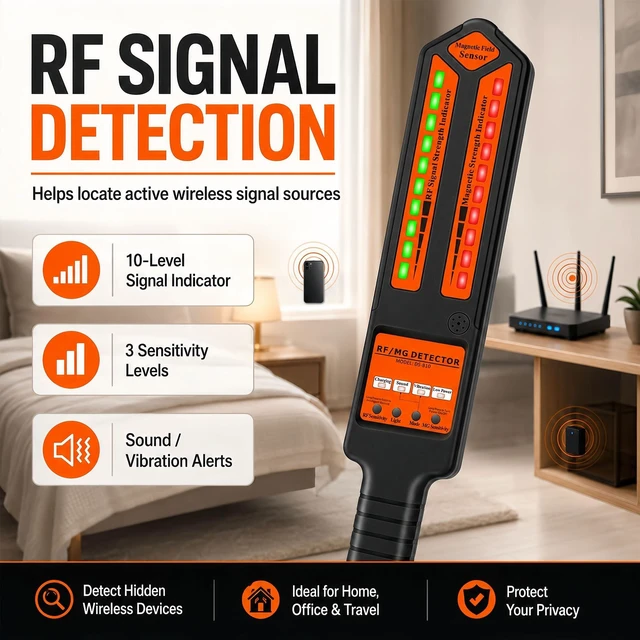 Alt view image 3 of 5 - KAXYUYA Hidden Camera Detector and RF Detector, 2-Device Privacy Kit with Magnetic Finder, Camera Lens Search, Infrared Detection, Trigger Alarm for Travel, Hotel, Car, Office