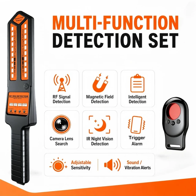 Alt view image 2 of 5 - KAXYUYA Hidden Camera Detector and RF Detector, 2-Device Privacy Kit with Magnetic Finder, Camera Lens Search, Infrared Detection, Trigger Alarm for Travel, Hotel, Car, Office