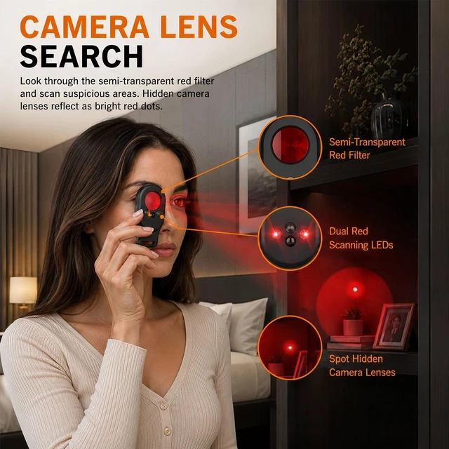 Alt view image 5 of 5 - KAXYUYA Hidden Camera Detector and RF Detector, 2-Device Privacy Kit with Magnetic Finder, Camera Lens Search, Infrared Detection, Trigger Alarm for Travel, Hotel, Car, Office