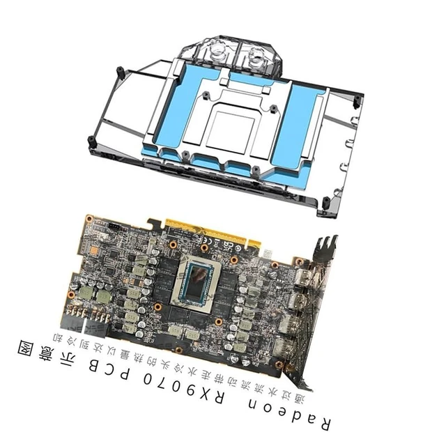 Alt view image 3 of 5 - Copper GPU Water Cooling Block for Sapphire AMD Radeon RX 9070 XT16GB GDDR6 Metal / RX9070 XT Pure / RX9070 XT Pulse