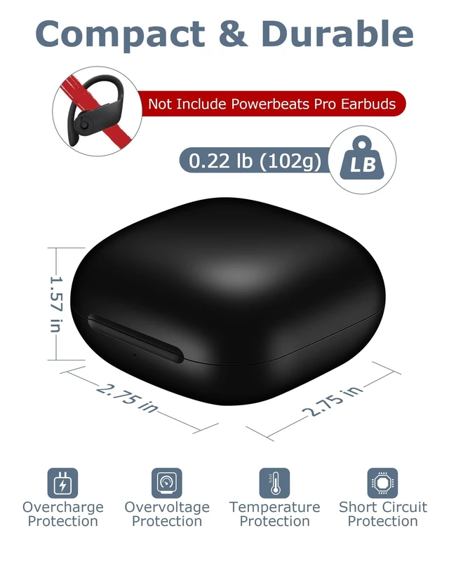 Alt view image 2 of 5 - XCZNAGS Charging Case Replacement for Powerbeats Pro: 700mAh Battery, Bluetooth Pairing, Portable Charger Case (Case Only)