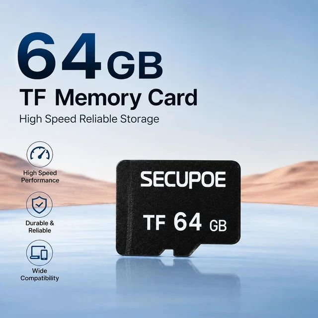 Alt view image 3 of 5 - SECUPOE 2X 64GB TF Memory Card FAT32 Format Class 10 High Speed Reading/Writing 24/7 Recording for Security Camera Dash Cam and More