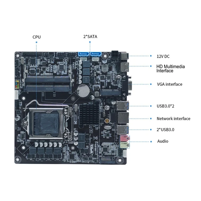 Alt view image 5 of 5 - SUNGOOYUE B250 Micro ITX Motherboard, Dual Channel DDR3 16GB Memory LGA 1151 Socket for 6th 7th 8th 9th Gen CPU, with M.2 PCIE Slot USB 3.0 VGA RJ45 Ports