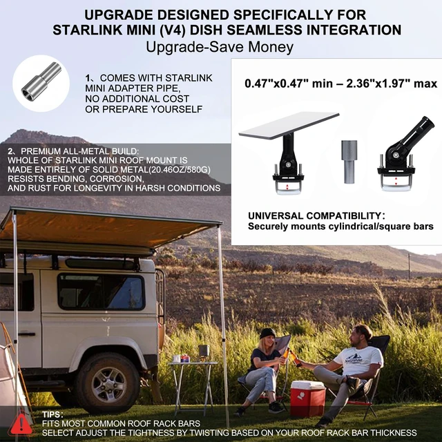 Alt view image 3 of 5 - Windproof Stable Signal180Adjust Starlink Mini Mount with Connect Pipe