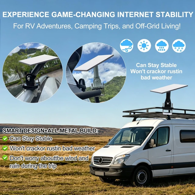Alt view image 5 of 5 - Windproof Stable Signal180Adjust Starlink Mini Mount with Connect Pipe