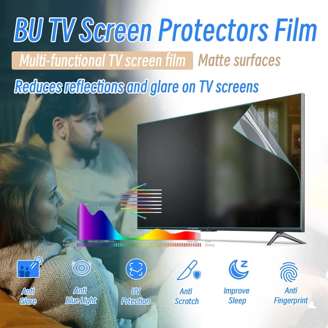 Alt view image 2 of 5 - BU TV Screen Protectors 55 Inch Anti-Glare TV Film Anti-Blue Light, Protection Eyes,Reduce Reflections and Glare