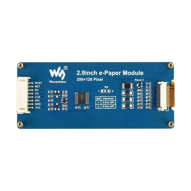 Alt view image 3 of 5 - 2.9 Inch E-Paper Display Module (B), 296128 SPI E-Ink Screen, Red/Black/White, Low Power, No Backlight, for Raspberry Pi, Arduino, Jetson Nano, 3.3V/5V MCU Compatible