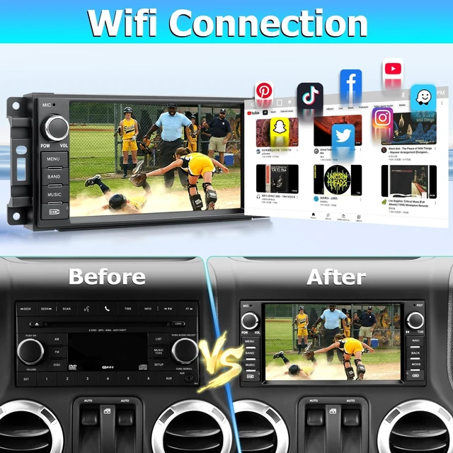 Alt view image 5 of 5 - Car Radio for Jeep Wrangler JK 2007-2018 with CarPlay Android Auto,7 inch