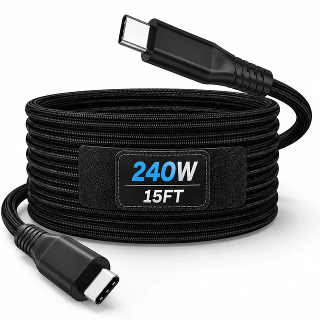 Main image of 15ft USB C Cable , 8K@60Hz Video 20Gbps Data Transfer 240W PD Fast Charging
