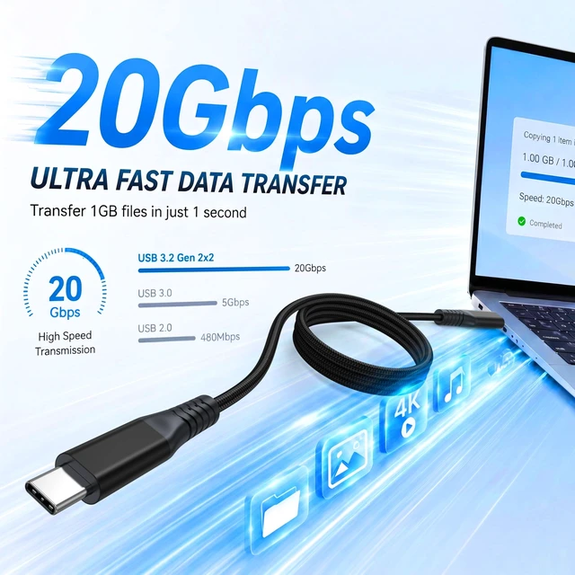 Alt view image 4 of 5 - 15ft USB C Cable , 8K@60Hz Video 20Gbps Data Transfer 240W PD Fast Charging