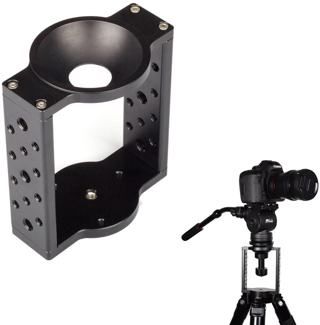 Main image of 65mm / 75mm Tripod Head Bowl Riser, Metal Half Ball Flat to Bowl Adapter