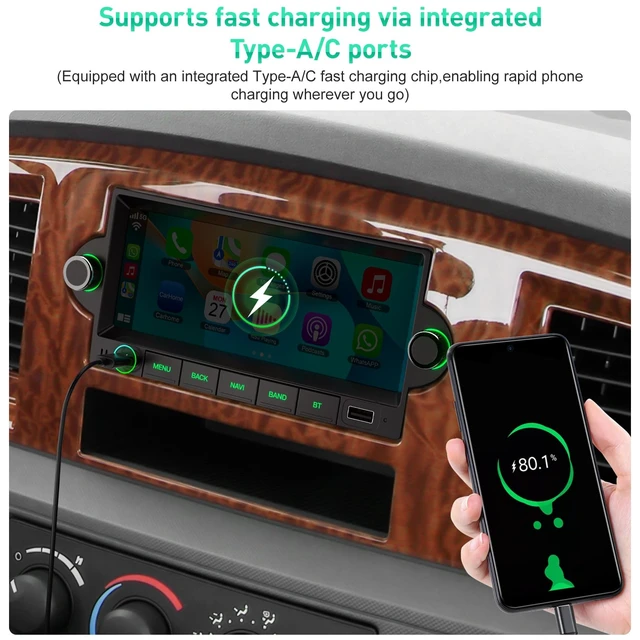 Alt view image 3 of 5 - (8Core+128GB) Car Radio with Fast Charging for Dodge/Jeep/Chrysler