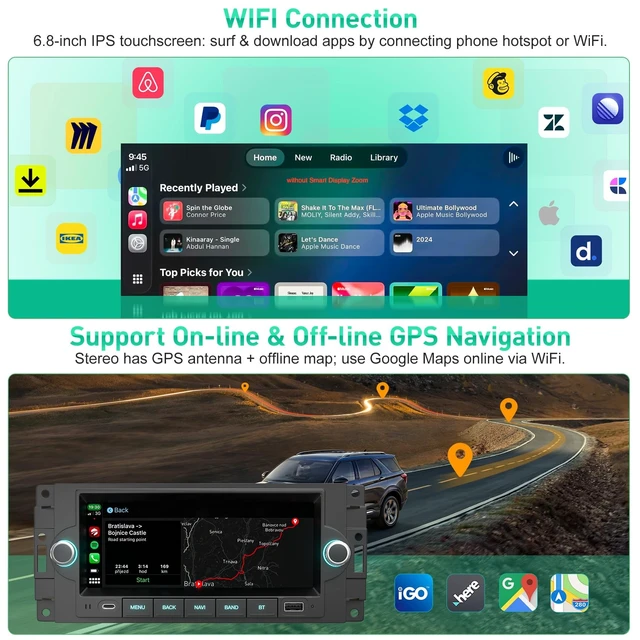 Alt view image 5 of 5 - (8Core+128GB) Car Radio with Fast Charging for Dodge/Jeep/Chrysler