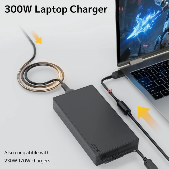 Alt view image 4 of 5 - 300W AC Adapter Charger Fit for Lenovo Legion 7 7i 5i 5 pro ThinkPad Laptop