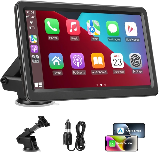 Main image of Carplay Screen for Car, 7" Wireless Carplay & Android Auto, Portable HD Touchscreen with Mirror Link, GPS Navigation, Voice Control, Hands-Free Calling, Bluetooth/AUX/FM, Plug & Play Car Play S