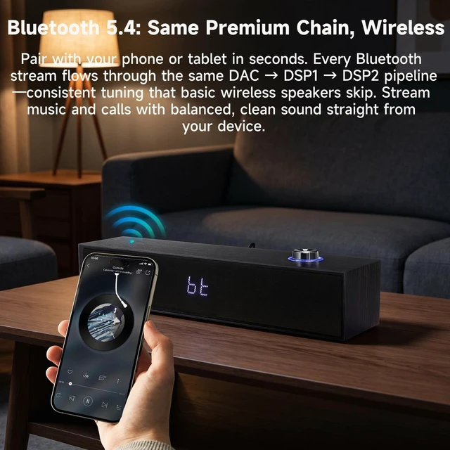 Alt view image 3 of 5 - Sanyun SW012 Desktop PC Soundbar, USB-C for Power and Audio & Bluetooth 5.4