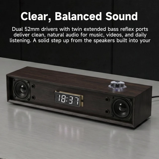 Alt view image 5 of 5 - Sanyun SW012 Desktop PC Soundbar, USB-C for Power and Audio & Bluetooth 5.4