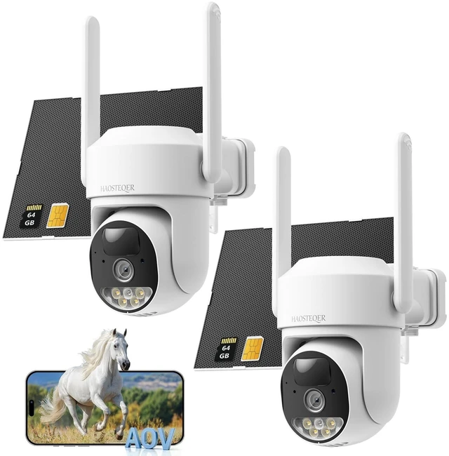 Main image of 2 Pack No WiFi Security Camera Solar Powered Solar Powered, 2K HD Live View