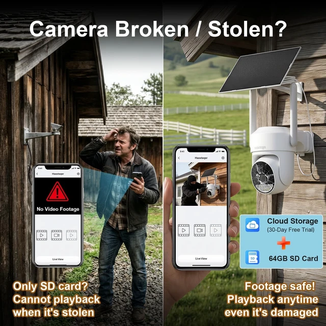 Alt view image 3 of 5 - 2 Pack No WiFi Security Camera Solar Powered Solar Powered, 2K HD Live View