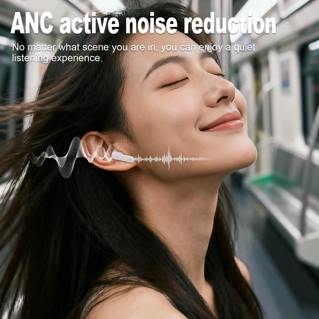 Alt view image 2 of 5 - NLFYV Wireless Bluetooth 6.0 Headphones with Active Noise Cancelling (ANC), 6-Mic ENC Clear Calls, 35 Hours Playtime, HiFi Stereo, in-Ear Headphones, for Home Office Travel Outdoor Sports - Bro