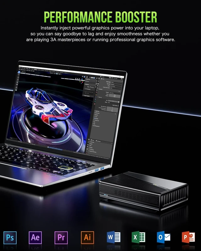Alt view image 5 of 5 - GMKtec AD-GP1 External GPU Docking Station, eGPU Enclosure with AMD Radeon 7600M XT GPU Graphics Card, HDMI2.1, DisplayPort2.0, Oculink, USB4, eGPU Dock