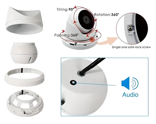 Alt view image 3 of 5 - Auview 6MP PoE Security Camera Outdoor/Indoor, Wide Angle 110 2.8mm IP Camera with Built-in Microphone, 100ft IR Night Vision, IP66 Weatherproof, H.265+ Compression, 3rd Party NVRs Compatible, NDAA