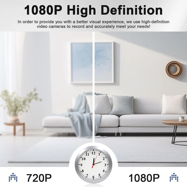 Alt view image 5 of 5 - Security Camera, Hidden Spy Camera Wall Clock, Nanny Cam, Mini Video Cam