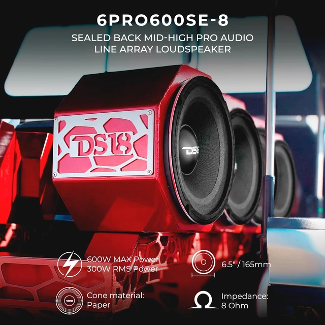 Alt view image 2 of 5 - DS18 6PRO600SE-8 6.5 Sealed-Back Mid-High Pro Audio Loudspeaker 300W RMS, 600W Max, 8-Ohm Line Array Speaker for Vocals & Upper Midrange Clarity - Single