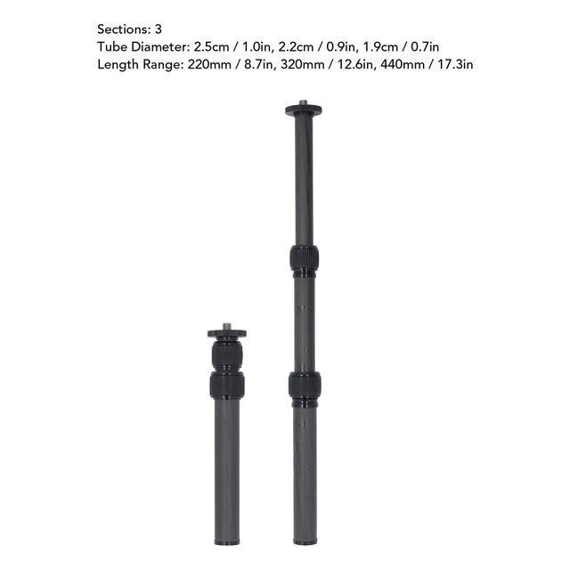 Alt view image 3 of 5 - Camera Monopod, 8.7-17.3in Carbon Fiber Universal Tripod Extension Pole, Tripod Extension Tube with 1/4in Screw, Load 22lbs