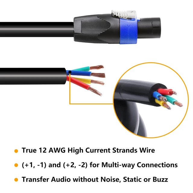 Alt view image 2 of 5 - HBU 4 Wire Speakon Cable - Speak-On to Bare Cables - 4 Conductors, 25 Feet