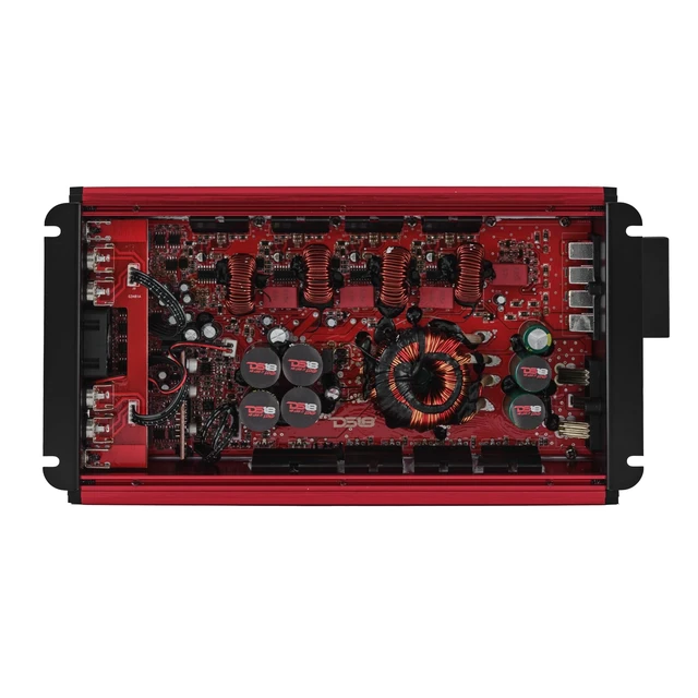 Alt view image 5 of 5 - DS18 FRP-2.4K4/RD Compact 4-Channel Full-Range Class-D Amplifier 2400W RMS, Bridgeable, Smart Cooling, High/Low Pass Filters, Car Audio & Motorcycle Amp for Mids, Highs & Subs