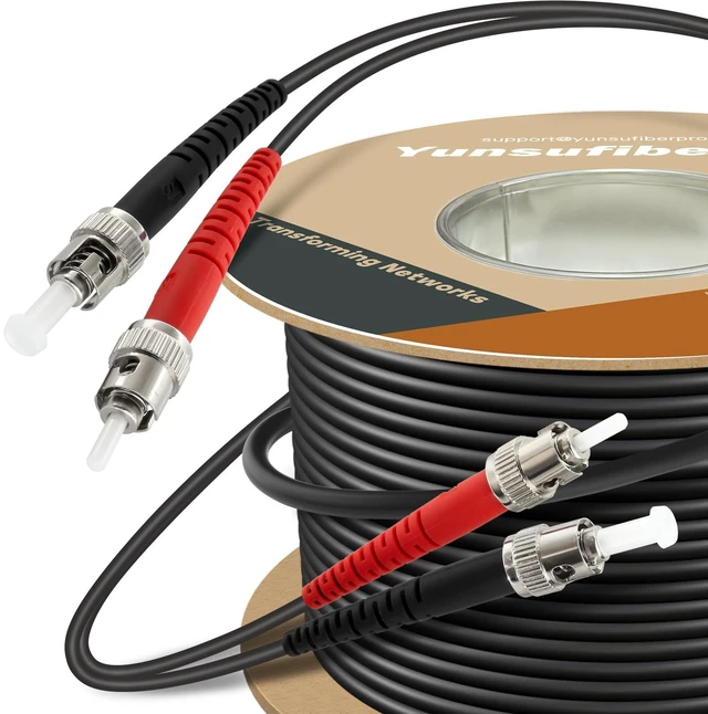 Main image of Yunsufiberpro 330ft / 100m Outdoor Armored OD-5mm OM1 ST to ST Fiber Cable, Multimode Duplex 62.5/125 MMF, ST-ST Fiber Optic Patch Cable