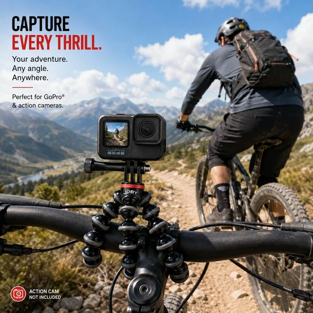 Alt view image 2 of 5 - Joby GorillaPod 500 Action, Tripod for Action Cameras, GoPro and Video Cameras, for Content Creation, Vlogging, Live Streaming, TIK Tok,Black