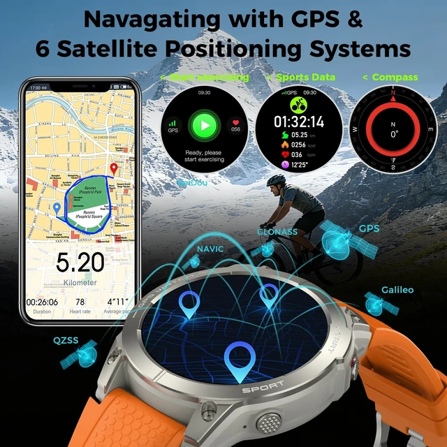 Alt view image 2 of 5 - Smart Watch for Men Fitness Tracker GPS: Military Smart Watches for Android/iPhone Gps Watch 1.43" AMOLED Make Answer Call Running Digital Mens Watches Samsung Compatible Step Tracker Heart Moni